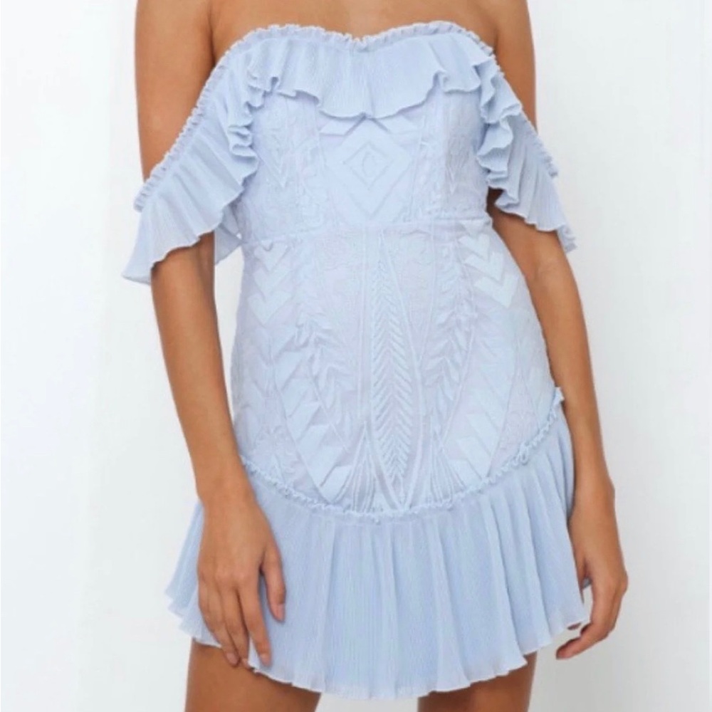 Gatsby Dress in blue. could be worn off the shoulder or on the shoulders.